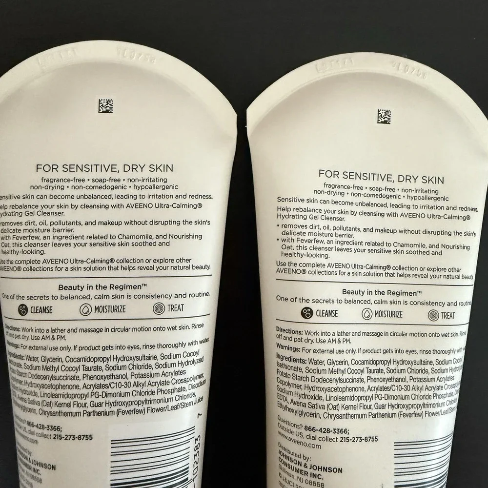 Aveeno Sensitive Skin Ultra Calming Hydrating Gel Cleanser 5oz Discontinued 2 Pk